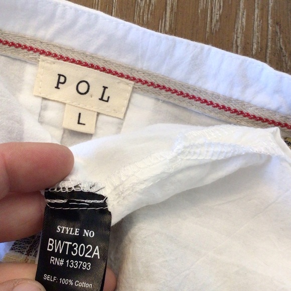 NWOT POL Womens Boho Yellow Plaid Crinkle Button Up Tunic Top Size Large - Picture 7 of 7